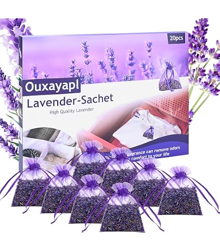 Lot De 20 Sachets De Lavande Séchée – 100% Naturel – Pour Armoire, Anti-Mites, Parfum D’Ambiance – 7,5x6,5 Cm