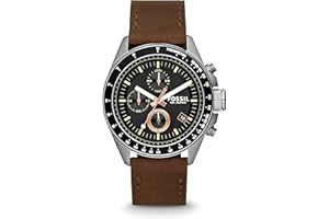 Fossil Orologio Decker da uomo, movimento cronografo al quarzo con cinturino in pelle
