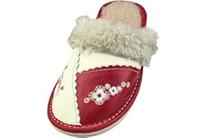 APREGGIO - Damskie kapcie ze skóry – mocna gumowa podeszwa – wygodne uczucie noszenia – miękkie – 100% produkt naturalny – ręczne wykonanie