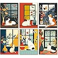 Offito 6 Pack Paint by Numbers Kit for Adults Beginners - 10x14 Inch Cat Adult Paint by Number Kits on Canvas, Cat DIY Acrylic Oil Number Painting Kits for Adults, Perfect for Gift Home Wall Decor