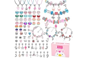 Qupzze Charms Bracelet Making Kit for Girls, 79 pcs Jewelry Making kit, DIY Supplies Beads for Jewelry Making with Box, Arts and Crafts Sets Gift for Kids and Adults