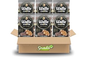 SERENDIB Waffle Amour CHOCO WAFFLES | 5 waffles with sugar pieces dipped in a chocolate flavoured coating in one Pack | Belgium Breakfast Treat | Crispy, Sweet, and Enjoyable (6 Packets)