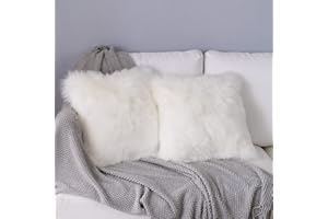 YDFYX Federa Cuscino,in Lana Artificiale Fodera per Cuscino, Super Soft Fodera per Cuscino in Pelle Deluxe Home Decor Decorativo Camera da Letto Federa Divano (2Pcs Bianco, 45X45 cm)