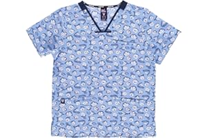 WORK TEAM Workteam Casaca Sanitaria Estampada Unisex, Tejido ELÁSTICO. Uniforme Sanitario, Conjunto Sanitario, Camisa Médico, Enfermera, Dentista, Estética, Veterinaria, Hostelería.