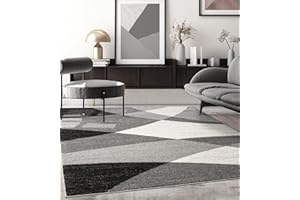 the carpet Pearl - Tappeto moderno a pelo corto, per soggiorno e camera da letto, motivo geometrico, a onde, 200 x 280 cm, colore grigio