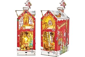Cuteefun DIY Noël Book Nook Kit, Kit de Maison de Poupée Miniature pour Adultes, Cadeau d'anniversaire Noël