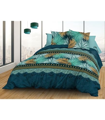 Home Linge Passion Bettwäsche 3-teilig - 100% Baumwolle Doppelbett 240x260cm Nacht Berbere Grau