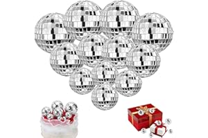 FUFUPAW Lot de 12 mini boules à facettes - Petite boule disco - Décoration réfléchissante - Décoration DIY - Convient pour les arbres de Noël, les gâteaux, les lumières, les fêtes