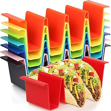 14 Stuks Taco-Houders, Zwart Groot Plastic Taco-Schaaltjes Herbruikbaar