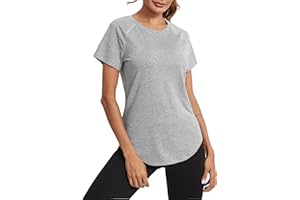 Wayleb Tee Shirt Sport Femme T Shirt à Manches Courtes Infroissable Sèche Vite Tops Hauts