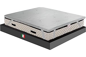 GEEMMA s.r.l. Topper matrimoniale, topper MOLTO RIGIDO 160x190, correttore ortopedico CAUCCIU FOAM H6, Sovra materasso DISPOSITIVO MEDICO DETRAIBILE, tessuto sfoderabile 4 lati in filo in ARGENTO