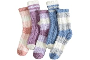 Suphigher Fluffy Socks, Fluffy Socks Womens 4-7, 5 Pairs Cosy Bed Socks for Women Fleece Slipper Girls Fluffy Sleep Socks Winter