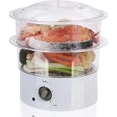 Jata CV5020 Steamer with 2 Clear Stackable Baskets, Rice or Sauce Bowl and Egg Cooker - 500ml Reservoir - Timer Up to 60 Minu