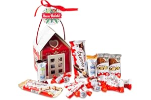 ONZA DULCE Y SALADO SWEET & SALTED Onza Cioccolatini natalizi Kinder Bueno. Calza Befana di Natale con un assortimento di cioccolatini originali Kinder Bueno, Kinder Schokobons, Happy Hippo, Kinder Cioccolato.