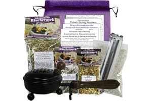 ‎MYTOBAQ ENERGETISCHE HAUSREINIGUNG + SCHUTZRÄUCHERUNG + KEHRAUSRÄUCHERUNG. 11-TLG Universal Räucherset. 3 x Räucherwerk mit Salbei Sage Weihrauch Olibanum Myrrhe UVM. 8 x ZUBEHÖR 8cm Räucherpfanne. 81716-P