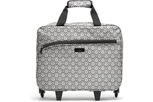 MISAKO Mina Mallette à roulettes imprimée - Valise à roulettes pour ordinateur portable - Valise de voyage trolley pour ordinateur portable et documents Mina Noir 39 X 44 X 15 cm