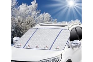 Oziral Auto Frontscheiben Sonnenschutz Magnet Hitzeschutz UV-Schutz Auto Sonnenschirm mit zwei Spiegelabdeckungen Sonnenlicht-Aluminium Frostsicher Staubdicht Scheibenwischer UV-Schutz 105 * 145CM