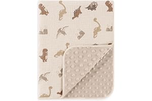 Susurration Babydecke Baumwolle Baby Decken Neugeborenen, Weiche Krabbeldecke 75x100cm,Multifunktional Minky Kuscheldecke für Kleinkinder Mädchen Junge (Dinosaur)