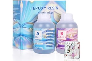 IModeur Resina epoxi transparente, resina epoxi de cristal autonivelante, sin amarillear, sin burbujas, resistente a los rayos UV para manualidades, fabricación de joyas (16oz x 2)
