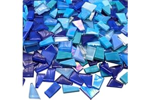 LITMIND Blaue gemischte unregelmäßige Glasmosaikfliesen für Kunsthandwerk 266 ml Vorteilspackung Mosaikherstellung Zubehör Mosaik-Sets für Erwachsene