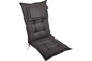 LILENO HOME Mar Cuscini per sedia da giardino, in set da 1, per sedia a sdraio con schienale alto, grigio antracite Y, comodi cuscini per sedie pieghevoli