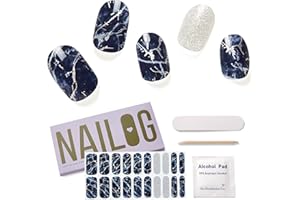 NAILOG Pellicola per Unghie, 20 Pcs Adesivi e Decalcomanie in Gel Semi-Indurita per Unghie, Nail Art Stickers Adesivo Smalto per Unghie Manicure per Donne Ragazze, Stormy Night