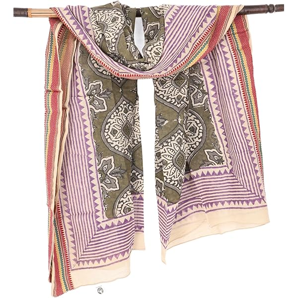 Indisches Blockprint Baumwolltuch | Handgedruckt | Fair Trade | Als Schal Oder Sarong