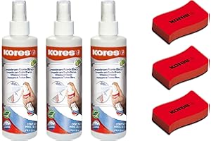 ‎KORES Kores Whiteboard Reiniger, Pump-Spray-Flasche, 250 ml (3, Whiteboard-Reiniger + Löscher)