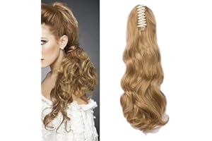 CYBELLEZA Coda Capelli Extension Coda di Cavallo Estensioni per Capelli Ricci Mossi Ondulati Lunghi Sintetici Ponytail Claw Posticci Parruchino Donna,Biondo scuro