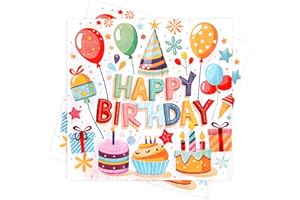 EKUKEON 20 Stück servietten geburtstag,Servietten Happy Birthday,tischdeko Party Servietten,Bunte Luftballons, Kuchen,für Geburtstagsdeko kinder,Geburtstag Party Deko