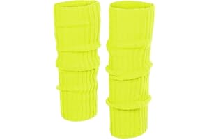 KarneLux Calentadores de piernas sexys – Medias de neón para disfraces de los años 80 y 90 para fiestas temáticas, carnaval, baile – Talla única para mujer (amarillo neón)