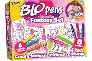 John Adams BLOPENS® Fantasy Activity Set | Contains 6 Reusable Stencils & 8 BLOPENS | A Fab New Way to Colour & Draw | Ages 4+ | Great Gift Idea for Christmas for Boys & Girls | Washable & Non-Toxic