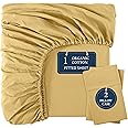 Lane Linen King Fitted Sheet – Organic Cotton, Soft & Lightweight, 35cm Extra Deep Pocket with 2 Pillowcases, Snug Fit Bottom Sheet - Cocoon
