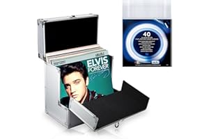 Retro Musique, Aluminium-Box zur Aufbewahrung von Schallplatten (12 Zoll), mit einzigartiger zusammenklappbarer Klappe für besseren Zugang zu Ihren LPs
