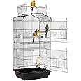 Yaheetech Metal Bird Cage Parrot Cage for Budgie/Lovebird/Cockatiel/Canary with Open Play Top 104cm Black
