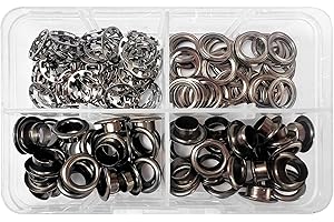 RERI Schwarz Ösen-Set 100 Set Φ8mm Set mit Ösen-Einstellwerkzeug für Außenwerbung, Schnürsenkel, Kleidung, Rucksack, Schuhleder