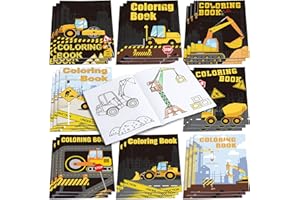 CLABBY 24 Pièces Livres de Coloriage de Véhicules de Construction Livres à Colorier de Construction Inclure Camions à Benne Excavatrices Grues Tracteurs pour Enfants Fête d'Anniversaire École
