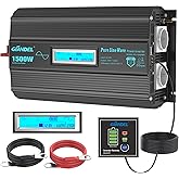 GIANDEL 1500 W Inverter 12 V to 230 V Pure Sine Wave Voltage Converter with Magnetic Ring Design with LCD Screen, Remote Cont