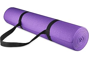 Fitvids Tapis de yoga multi-usage de 6,35 mm haute densité anti-déchirure avec sangle de transport avec blocs de yoga en option, plusieurs couleurs