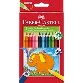 FABER-CASTELL - Set of 12 triangular jumbo colored pencils | Ergonomic Jumbo Colored Pencils with Extra Thick 1/4" Lead for K