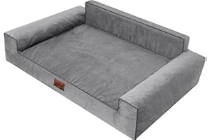 HOBBYGARDEN Legowisko dla psa, poduszka dla psa, legowisko dla zwierząt domowych, sofa dla psa, kanapa do leżenia, legowisko dla psa, miękkie, szare, 98 x 66 cm