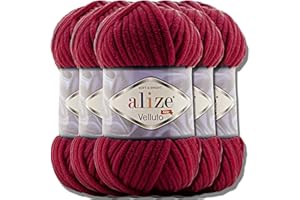 HOBBY YARN Alize 5 ovillos de lana turca Velluto, 100 g, lana de chenilla supervoluminosa, suave para bebé, hilo de punto a mano, para ganchillo, suave de chenilla, para amigurumi (107)
