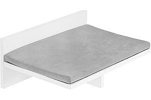 NOVECRAFTO Mensola per gatti da parete con cuscino. Scaffale salvaspazio per gatti colore bianco, adatto per animali di grossa taglia, può sostenere fino a 30 kg. Letto gatto da appendere al letto largo 50 cm