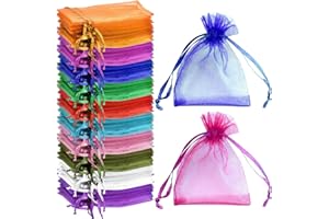 LONELY HIGH HEELS 100 Stück Organzasäckchen Organzabeutel Schmuckbeutel 7x9 cm Geschenkbeutel für Festival Party Hochzeit und die tägliche Platzierung von Schmuck Kosmetik Süßigkeiten (Farbmischung)