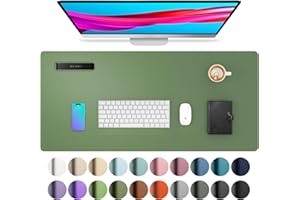 Aothia Sous-main, tapis de bureau en cuir PU, tapis de souris, protection de bureau antidérapante, bloc-notes de bureau étanche pour le bureau et la maison(80x40cm,Olive verte)