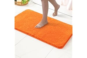 MIULEE Tapis Salle de Bain 1 Pièce Absorbant Antidérapant en Haute Hygroscopicité Fourrure Tapis d'Entrée pour la Douche Super Doux pour Chambre à Coucher Entrée de Cuisine 60x90CM Orange