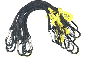 SAVAGE ISLAND 10 pack Heavy Duty Elastic Military Bungee Cords Basha Bivvy Bivi Carabiner