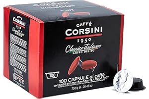 CAFFÈ CORSINI 1950 Caffè Corsini Classico Italiano, Capsule Compatibili Lavazza, A Modo Mio, Da 7.5 Grammi Di Caffè Macinato, 100 Unità, Confezione da 1