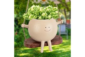 LASTOOLS Swing Face Planter Pot Hanging Resin Flower Head Planters for Indoor Outdoor Plants,Flower Pot with Unique Face Design for String of Pearls for Mother's Day and Christmas
