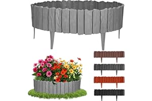 GARDENIX Graphite Edging - 2.3m/7.4ft Flexible Garden Edging for Flower Beds, Lawn, Patio & Pavement - Easy Install border, No Digging, Weather-Resistant Plastic, Wood Effect Garden Fence